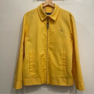 beautiful yellow ysl designer jacket with pattern lining on the inside